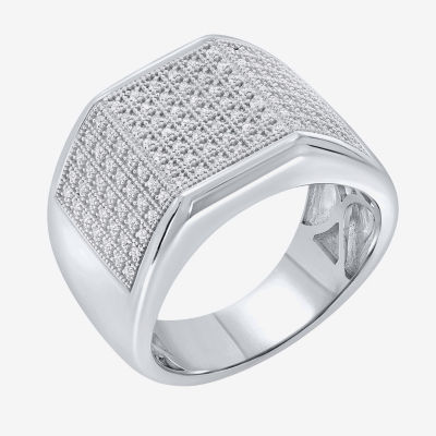 Mens 1/3 CT. T.W. Mined White Diamond Sterling Silver Fashion Ring