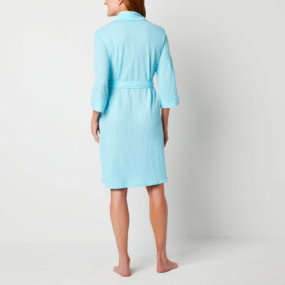 Liz Claiborne Womens Waffle 3/4 Sleeve Knee Length Robe