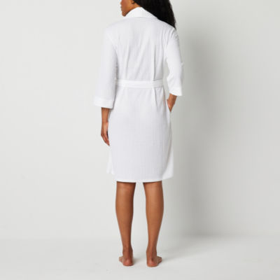 Liz Claiborne Womens Waffle 3/4 Sleeve Knee Length Robe