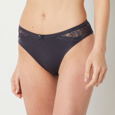 Ambrielle Satin With Lace Thong Panty