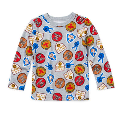 Okie Dokie Toddler & Little Boys Crew Neck Long Sleeve Graphic T-Shirt
