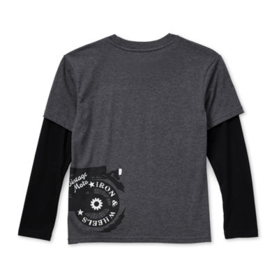 Thereabouts Little & Big Boys Crew Neck Long Sleeve Graphic T-Shirt