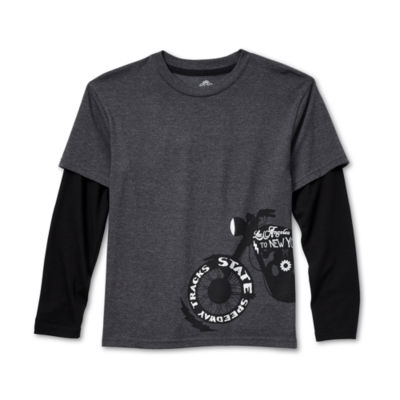 Thereabouts Little & Big Boys Crew Neck Long Sleeve Graphic T-Shirt