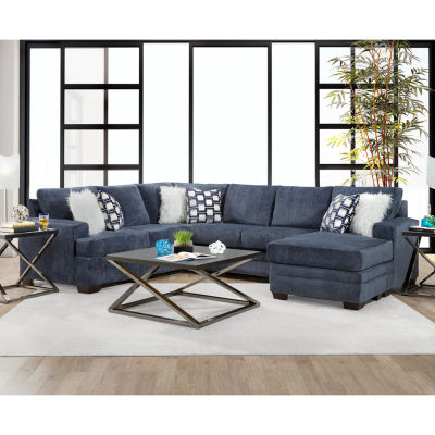 Jodye 3 Piece Chenille Sectional With Ottoman