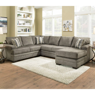 Gabriel 3 Piece Chenille Sectional with Ottoman