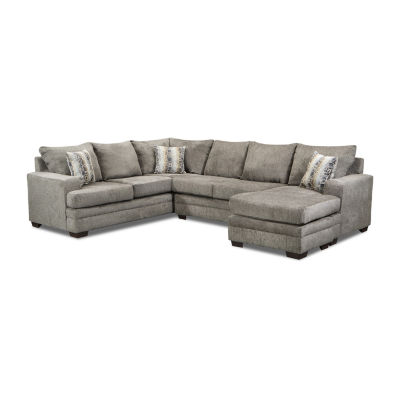 Gabriel 3 Piece Chenille Sectional with Ottoman