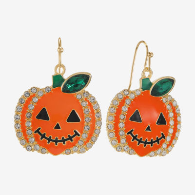 Bijoux Bar Gold Tone Pumpkin Glass Drop Earrings