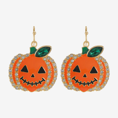 Bijoux Bar Gold Tone Pumpkin Glass Drop Earrings