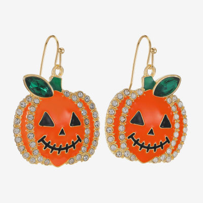 Bijoux Bar Gold Tone Pumpkin Glass Drop Earrings