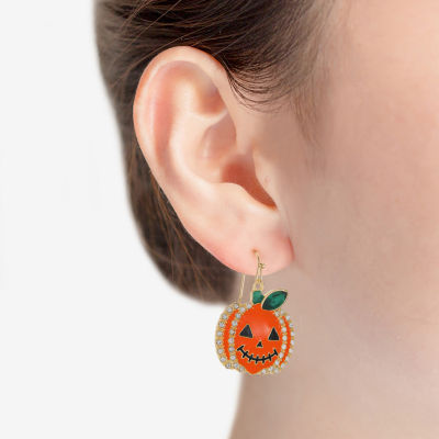 Bijoux Bar Gold Tone Pumpkin Glass Drop Earrings