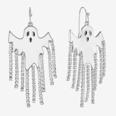 Bijoux Bar Silver Tone Ghost Glass Drop Earrings