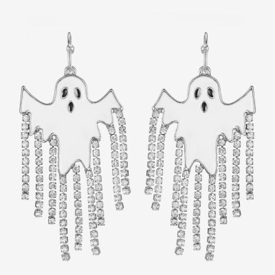 Bijoux Bar Silver Tone Ghost Glass Drop Earrings