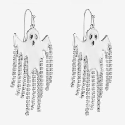 Bijoux Bar Silver Tone Ghost Glass Drop Earrings