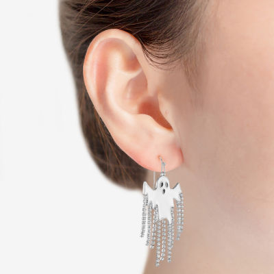 Bijoux Bar Silver Tone Ghost Glass Drop Earrings