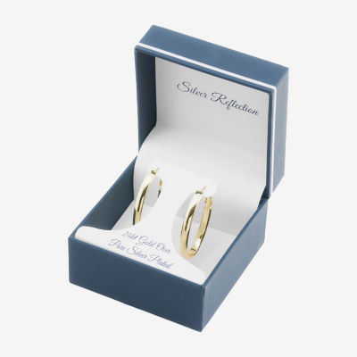 Silver Reflections 24K Gold Over Brass Hoop Earrings