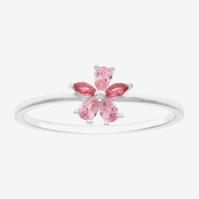 Itsy Bitsy Cubic Zirconia Sterling Silver Flower Band