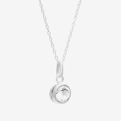 Itsy Bitsy Birthstone Crystal Sterling Silver 18 Inch Cable Pendant Necklace