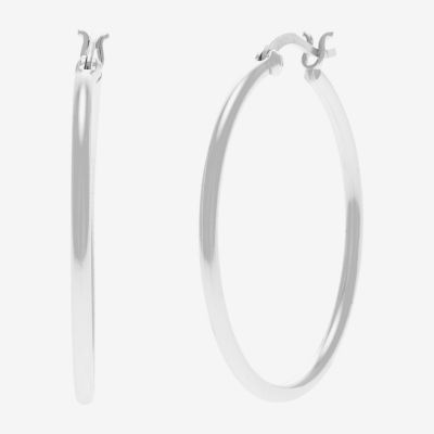 Silver Treasures Sterling Silver Hoop Earrings