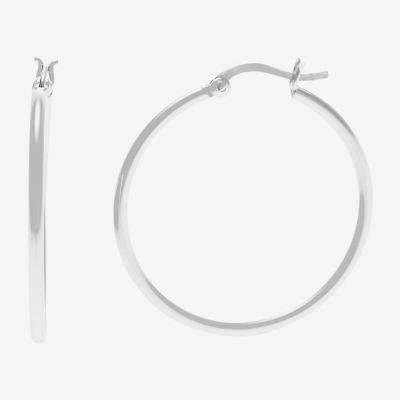 Silver Treasures Sterling Silver Hoop Earrings