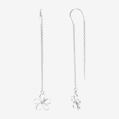 Silver Treasures Sterling Silver Flower Drop Earrings