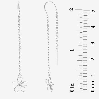 Silver Treasures Sterling Silver Flower Drop Earrings