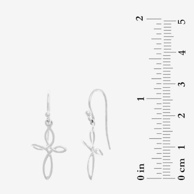 Silver Treasures Womens Sterling Silver Cross Hypoallergenic Drop Earrings