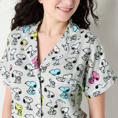 Womens Snoopy Juniors Short Sleeve 2-pc. Shorts Pajama Set