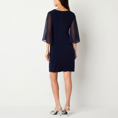 Connected Apparel Womens 3/4 Sleeve Sheath Dress