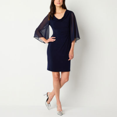 Connected Apparel Womens 3/4 Sleeve Sheath Dress