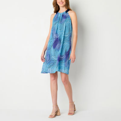 Robbie Bee Sleeveless Abstract Swing Dresses