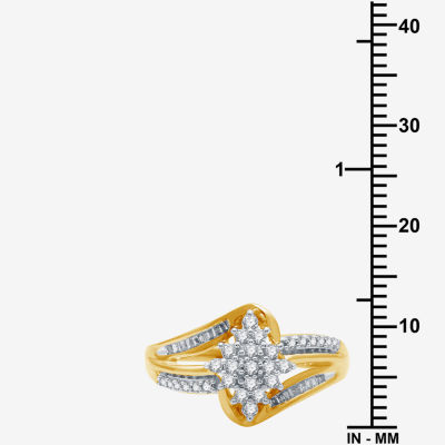 Womens 1/3 CT. T.W. Mined White Diamond 10K Gold Cluster Cocktail Ring