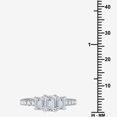 (H-I / Si2-I1) Womens 1 1/4 CT. T.W. Lab Grown White Diamond 10K Gold Round Side Stone 3-Stone Engagement Ring