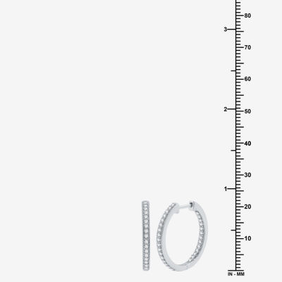 Womens 3/4 CT. T.W. Lab Grown White Diamond Sterling Silver 21.4mm Hoop Earrings