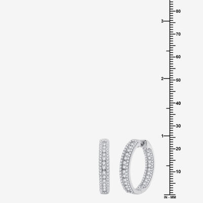 2 CT. T.W. Lab Grown White Diamond Sterling Silver 23.8mm Hoop Earrings