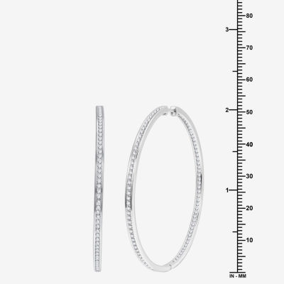 2 CT. T.W. Lab Grown White Diamond Sterling Silver 51.3mm Hoop Earrings