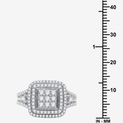 H-I / I1) Womens 1 CT. T.W. Lab Grown Diamond Sterling Silver Halo Cocktail Ring