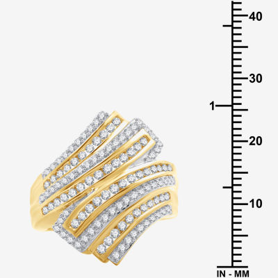 Womens 1 CT. T.W. Natural Diamond Sterling Silver Bypass  Cocktail Ring