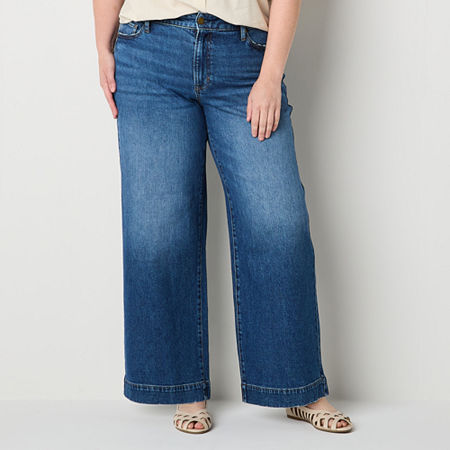 a.n.a Womens High Rise Wide Leg Jean, 24w Short, Blue