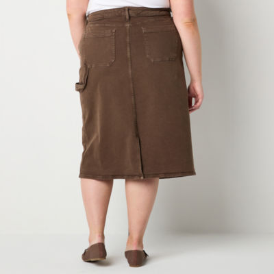 a.n.a Utility Womens High Rise Long A-Line Skirt-Plus