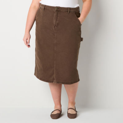 a.n.a Utility Womens High Rise Long A-Line Skirt-Plus