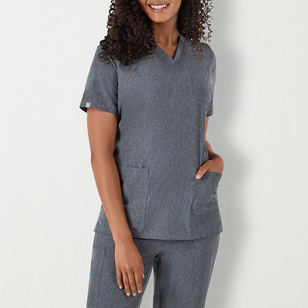 Hanes Womens V Neck Tag Free Moisture Wicking Short Sleeve Scrub Top, Xx-large, Gray