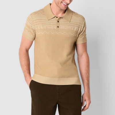 Frye and Co. Sweater Knit Polo Mens Short Sleeve Pullover
