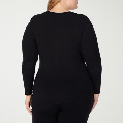 Cuddl Duds Womens Softwear-Plus V Neck Long Sleeve Thermal Shirt