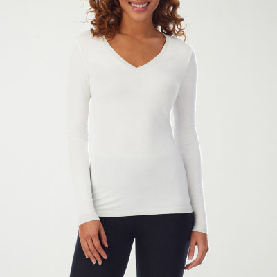 Cuddl Duds Womens Softwear V Neck Long Sleeve Thermal Shirt