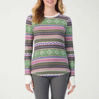 Cuddl Duds Womens Cozy Stretch Crew Neck Long Sleeve Thermal Shirt