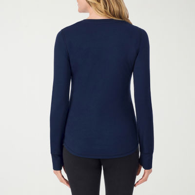 Cuddl Duds Womens Cottonwear Scoop Neck Long Sleeve Thermal Shirt