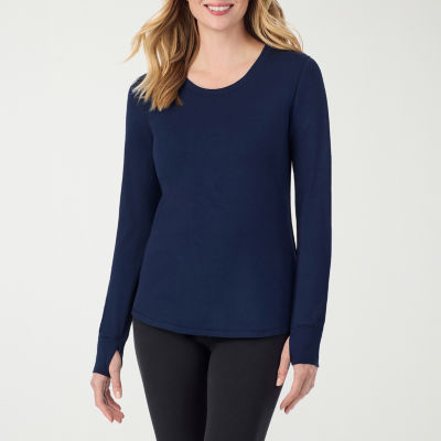 Cuddl Duds Womens Cottonwear Scoop Neck Long Sleeve Thermal Shirt