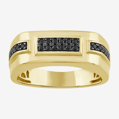 Mens 1/ CT. T.W. Natural Black Diamond 10K Gold Fashion Ring