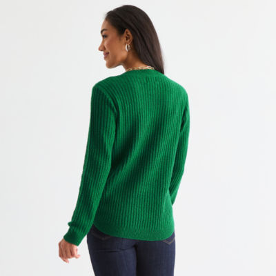St. John's Bay Womens Crew Neck Long Sleeve Pullover Sweater