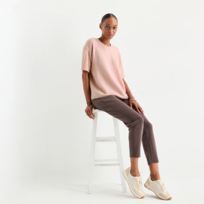 Stylus Womens Crew Neck Short Sleeve Pullover Sweater